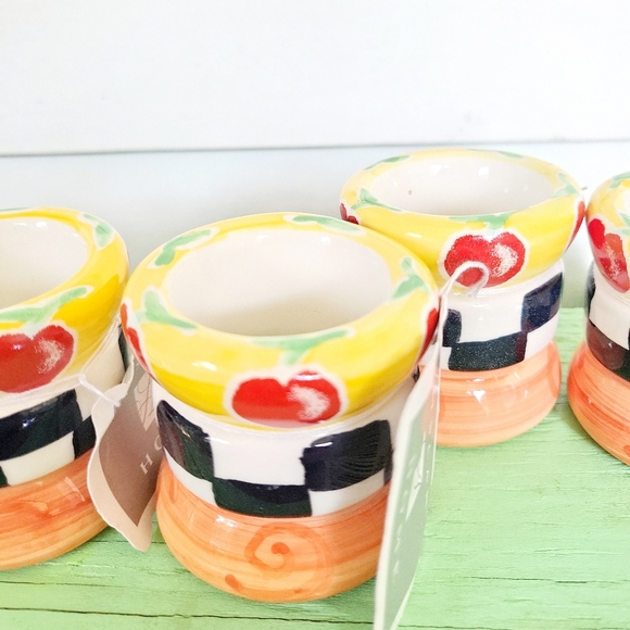 NWT Amscan Home Whimsy Hand Painted Ceramic Napkin Rings Set Of 6 - Picture 4 of 9